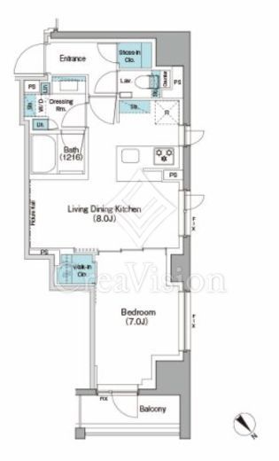 ザ・パークハビオ日本橋箱崎町 1LDK　間取り図