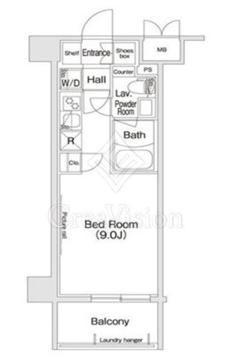 コンフォリア新宿 1K　間取り図