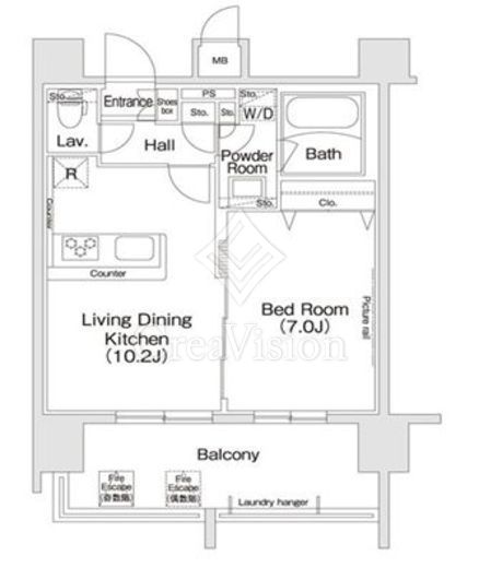 コンフォリア新宿 1LDK　間取り図