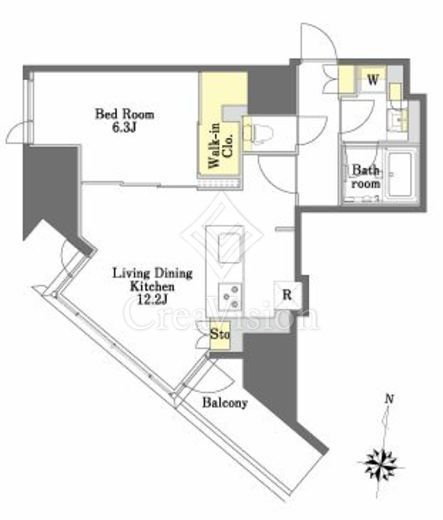 プライムメゾン本郷 1LDK　間取り図