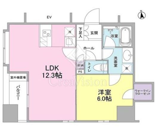 リバーレ東新宿 1LDK　間取り図