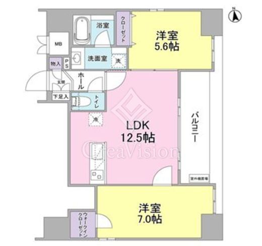 リバーレ東新宿 2LDK　間取り図