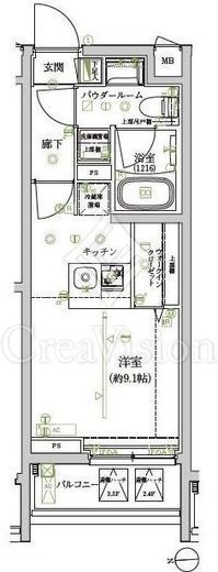 アルテシモレンナ 1R　間取り図