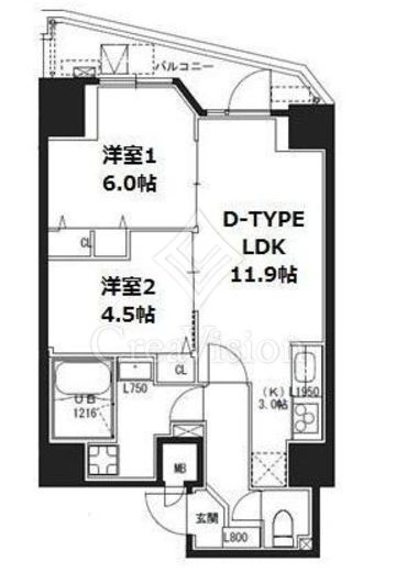 S-RESIDENCE蔵前 (エスレジデンス蔵前) 2LDK　間取り図