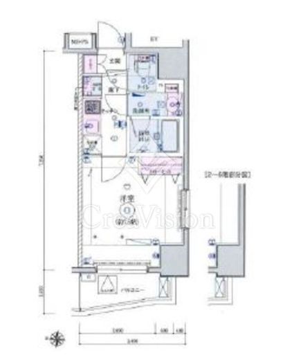 リヴシティ田町 1K　間取り