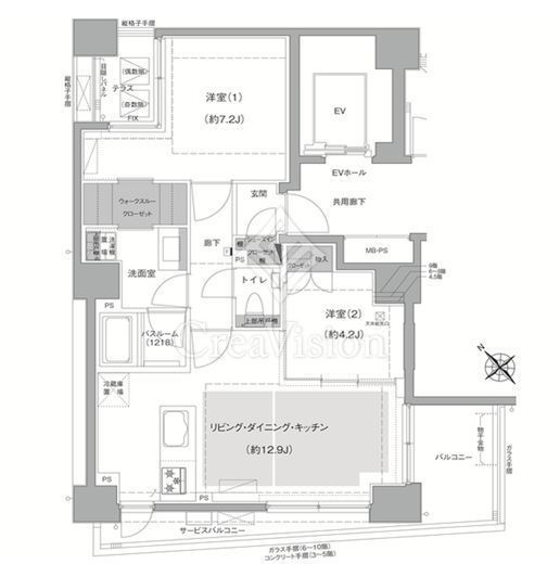 エルスタンザ文京白山 2LDK　間取り図