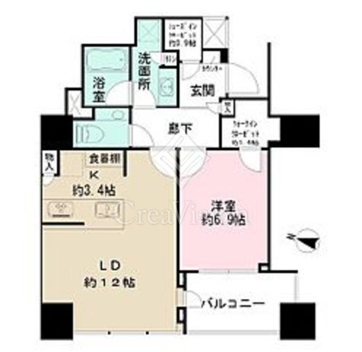 ザ・パークハウス白金二丁目タワー 1LDK　間取り図