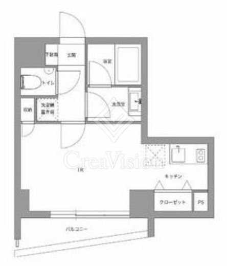 リバーテラス月島 1R　間取り図