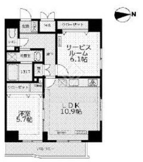 ローレル文京 1LDK　間取り図