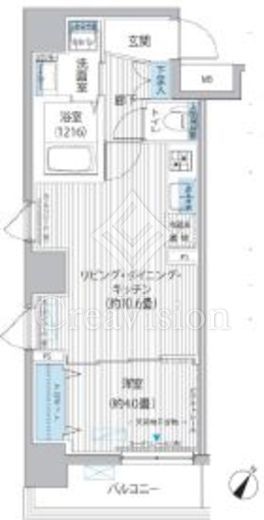 エムズサニーパレス月島 1LDK　間取り図