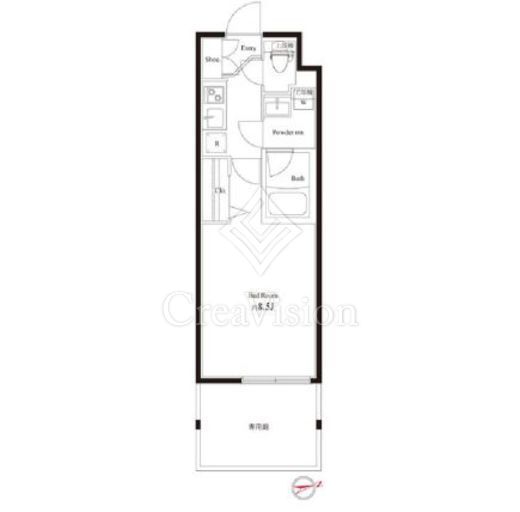 ハーモニーレジデンス新宿御苑 THE WEST 1K　間取り図