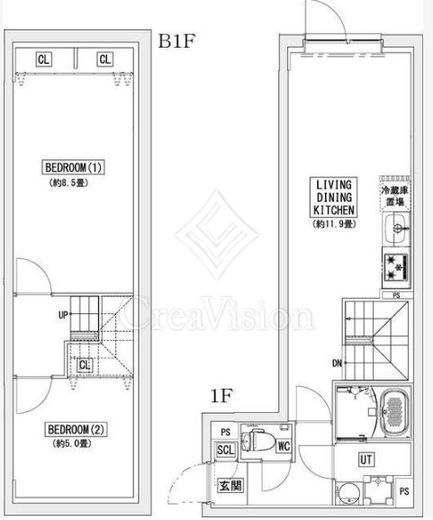 リーガランド神楽坂 2LDK　間取り