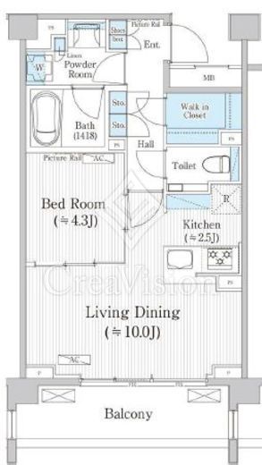 バウスステージ広尾 1LDK　間取り図