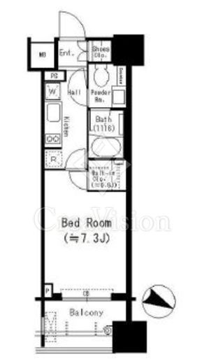 パークホームズ千代田淡路町 1K　間取り図