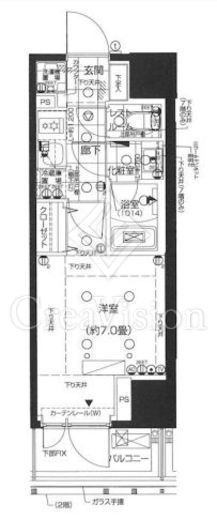 ピアース南麻布 1K　間取り