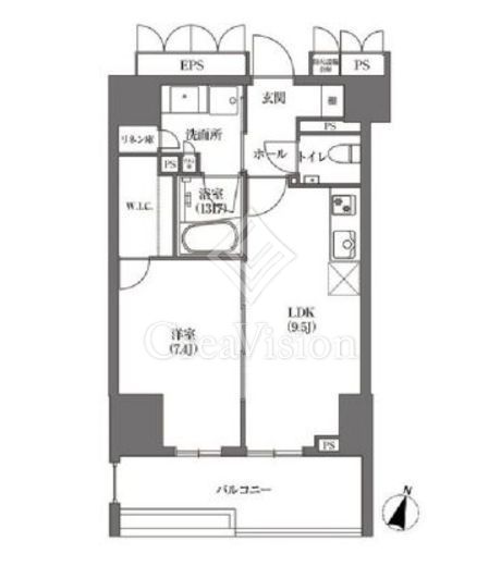 浜町アパートメンツ 1LDK　間取り図