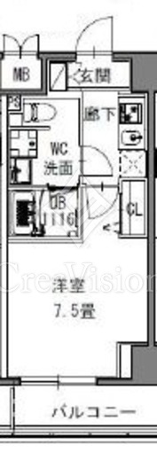 S-RESIDENCE新御徒町WEST (エスレジデンス新御徒町ウエスト) 1R　間取り図
