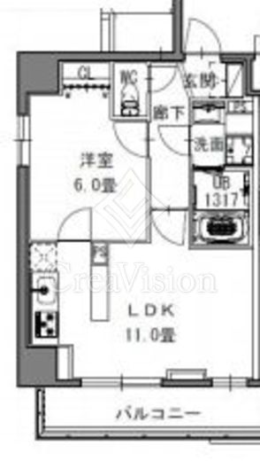 S-RESIDENCE新御徒町WEST (エスレジデンス新御徒町ウエスト) 1LDK　間取り図