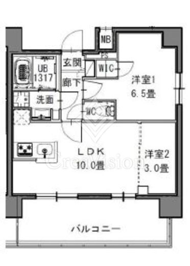 S-RESIDENCE新御徒町WEST (エスレジデンス新御徒町ウエスト) 2LDK　間取り図