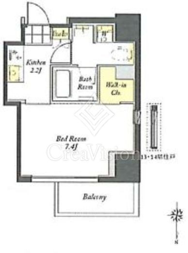 プライムメゾン蔵前 1R　間取り図