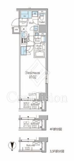 THE AXIS KOJIMACHI (ジアクシス麹町) 1K　間取り