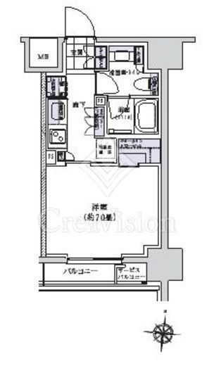 ディームス木場 1K　間取り図