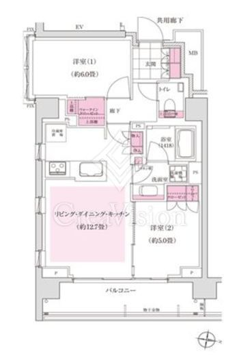 ディームス東陽町 2LDK　間取り図