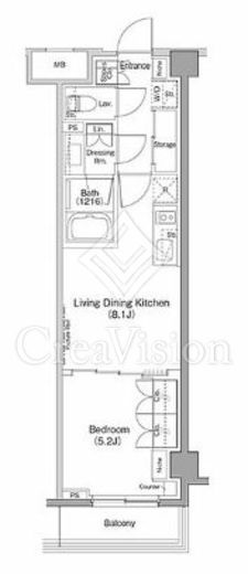 ザ・パークハビオ柿の木坂 1LDK　間取り図