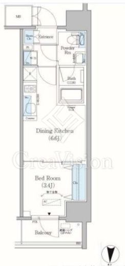 アーバネックス錦糸町 1DK　間取り図