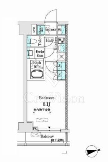 市谷仲之町ビューアパートメント 1R　間取り図