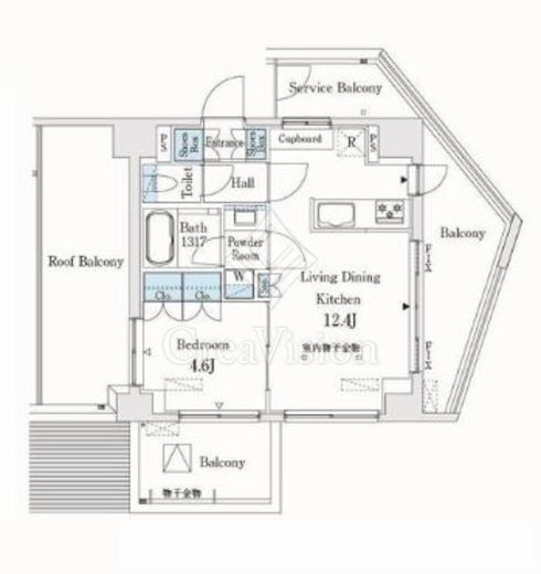 市谷仲之町ビューアパートメント 1LDK　間取り