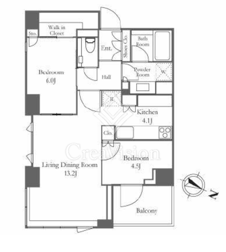 ザ・ロイヤルガーデンレジデンス白金台 2LDK　間取り図