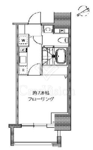 カーサスプレンディッド麻布十番 1K　間取り