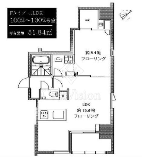 カーサスプレンディッド麻布十番 1LDK　間取り図