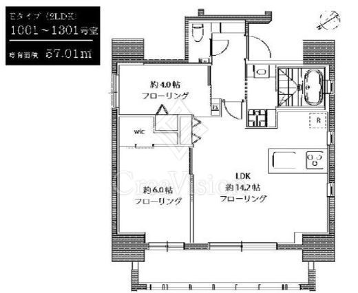 カーサスプレンディッド麻布十番 2LDK　間取り図