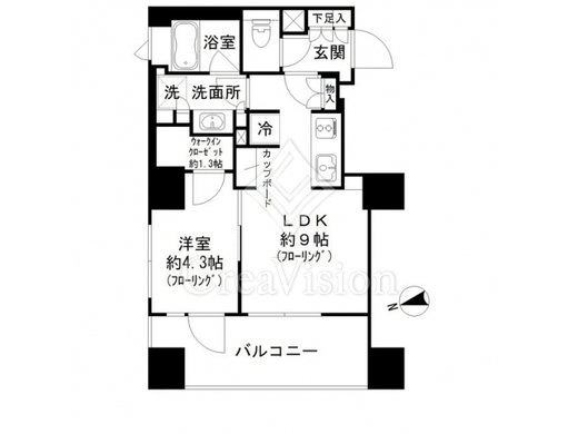 パークリュクス虎ノ門 1LDK　間取り図