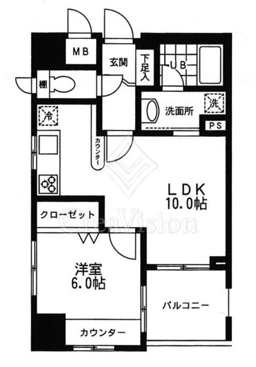 プライムアーバン中目黒2 1ＬＤＫ　間取り図