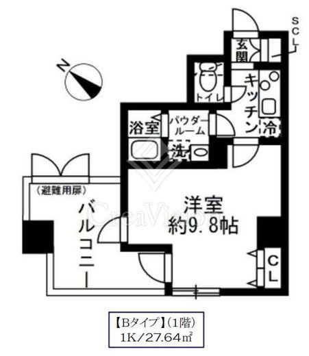 ラクラス日本橋浜町 1R　間取り図