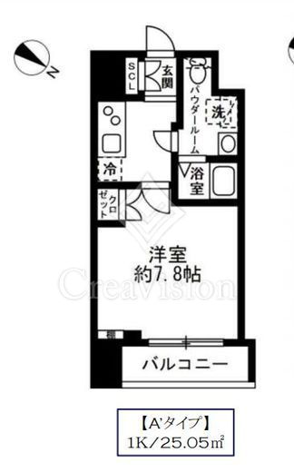 ラクラス日本橋浜町 1K　間取り