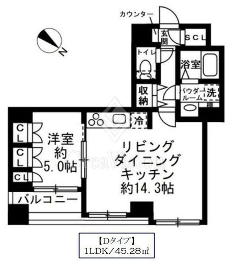 ラクラス日本橋浜町 1LDK　間取り