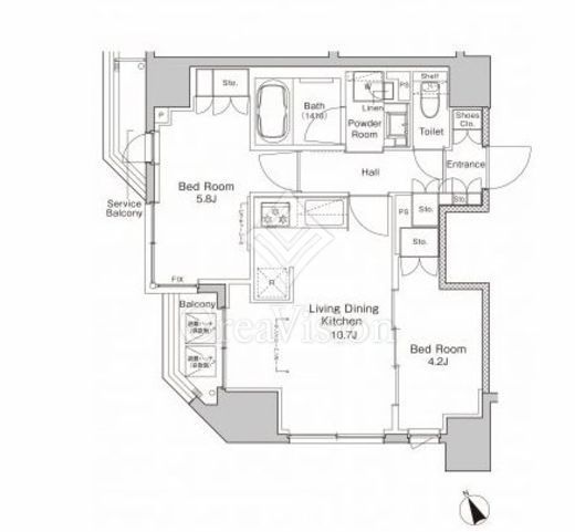 プラウドフラット浅草橋2 2LDK　間取り図