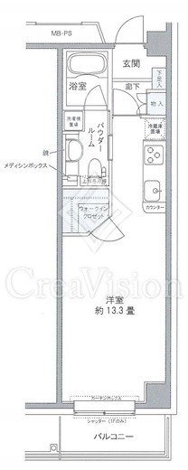 プライムアーバン豊洲 1Ｒ　間取り