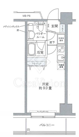 プライムアーバン豊洲 ワンルーム　間取り