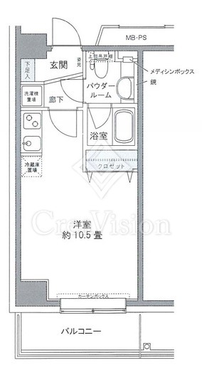 プライムアーバン豊洲 1Ｒ　間取り図