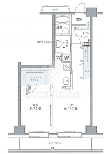 プライムアーバン豊洲 1ＬＤＫ　間取り