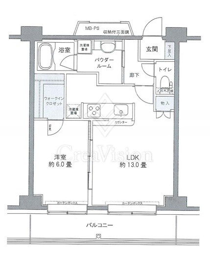 プライムアーバン豊洲 1ＬＤＫ　間取り図