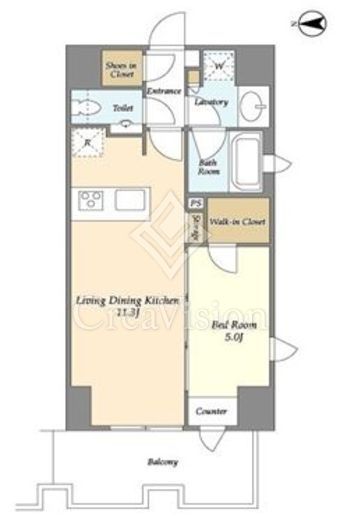 リバーレ麻布十番 1LDK　間取り図