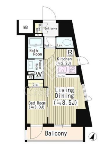 イレーネ初台 1LDK　間取り図