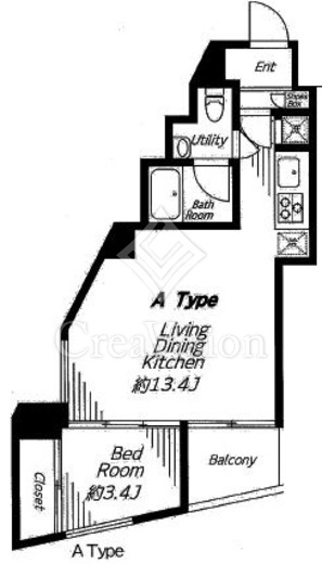 ビバリーホームズ麻布十番 1LDK　間取り図