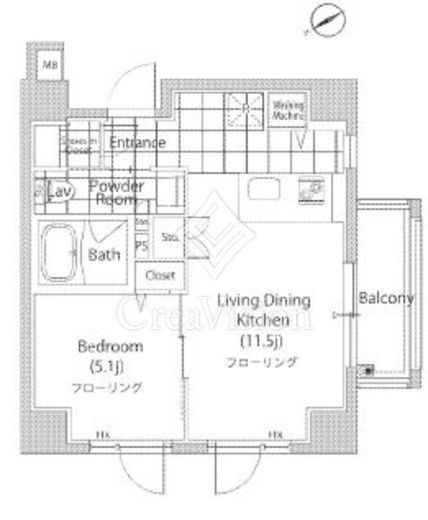 カーサスプレンディッド恵比寿1丁目 1LDK　間取り